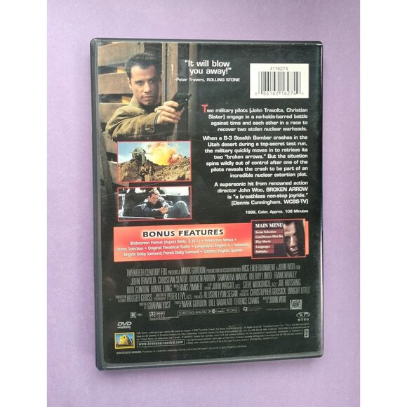 Broken Arrow DVD 1996 John Travolta Christian Slater Action Movie Thriller Disc - Picture 2 of 14